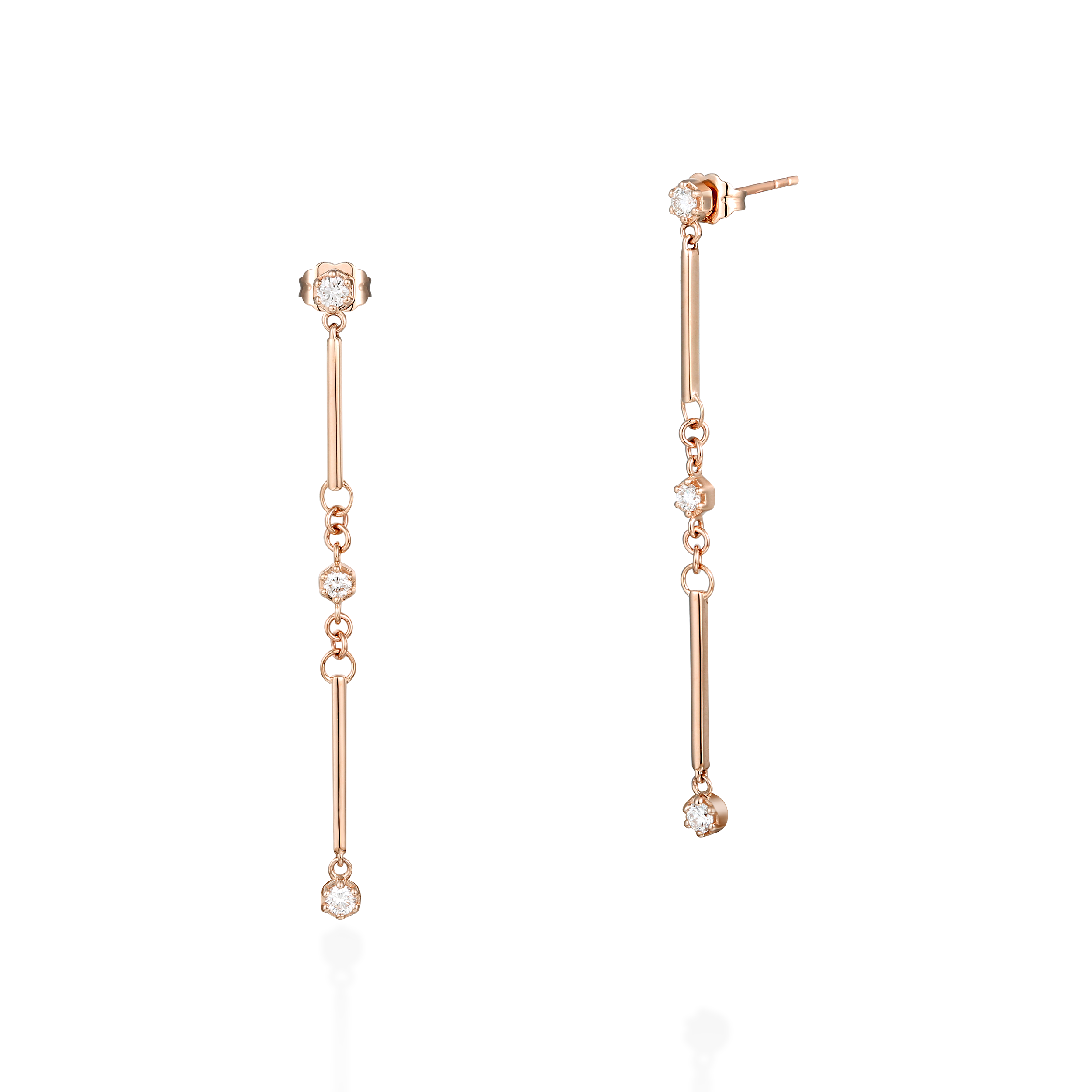 Diamond bar drop earrings